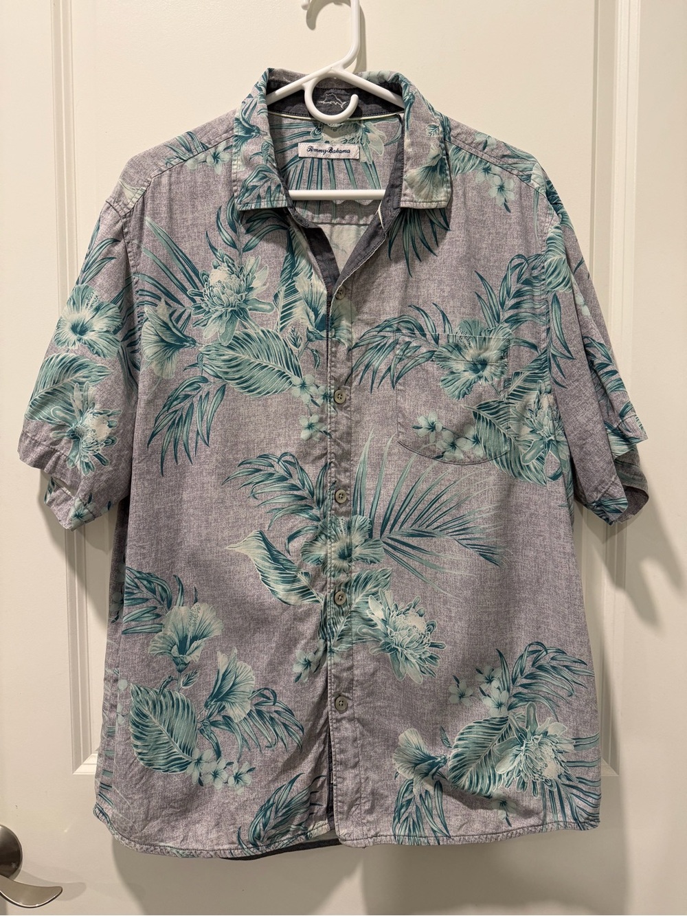 Men's Tropical Short Sleeve Shirt - Sage Green Floral